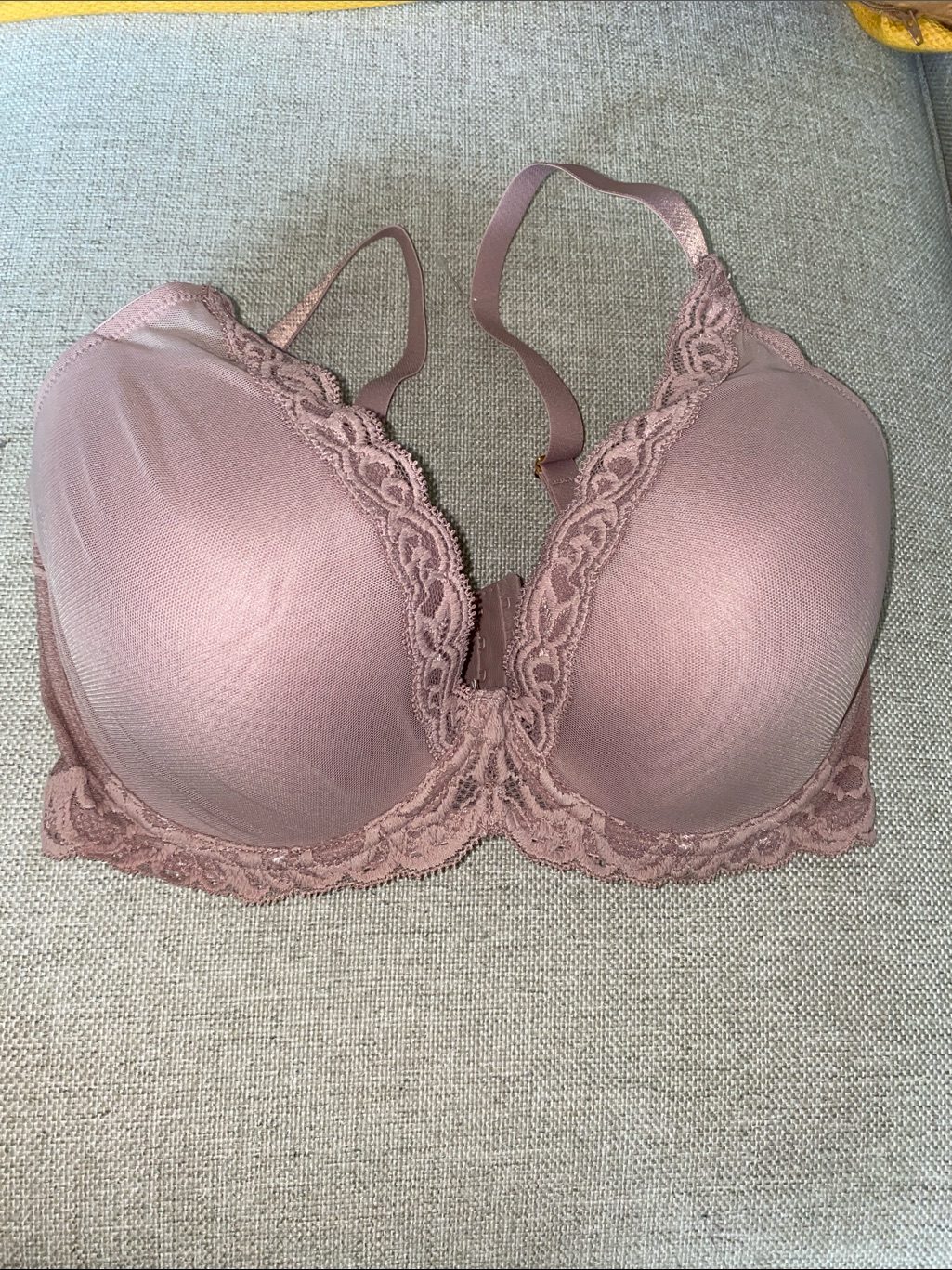 Nwot Natory Feathers Lace Trim Plunge Bra In Dusty Rose